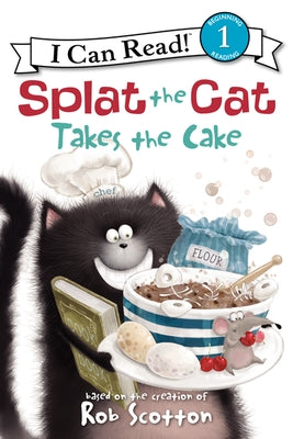 Paperback of "Splat the Cat Takes the Cake" by HarperCollins, featuring colorful illustration of Splat the Cat on the cover.