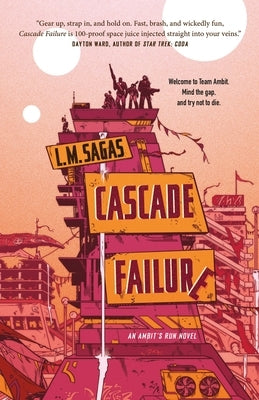 Paperback copy of "Cascade Failure" by Tor Books, featuring the book cover with modern sci-fi artwork and title text.