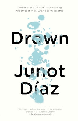 Cover of the paperback novel "Drown" by Riverhead Books featuring dark, moody artwork and title text.
