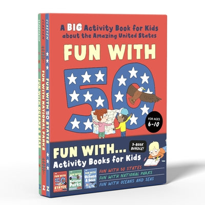 Fun Activity Books for Kids Box Set: 3 Activity Books to Learn about 50 Us States, National Parks, and Oceans and Seas (Perfect Gift for Kids Ages 6-1 by Claesen, Nicole