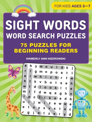 Paperback Sight Words Word Search Puzzles by Callisto Kids featuring 75 puzzles for beginning readers, with colorful grid layouts.