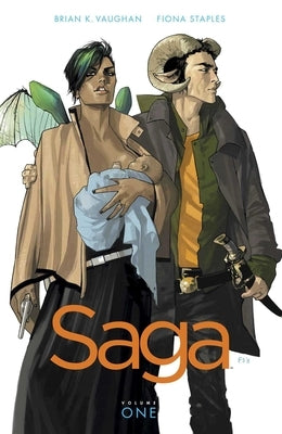 Saga Volume 1 paperback comic book by Image Comics featuring vibrant cover art and dynamic character illustrations.