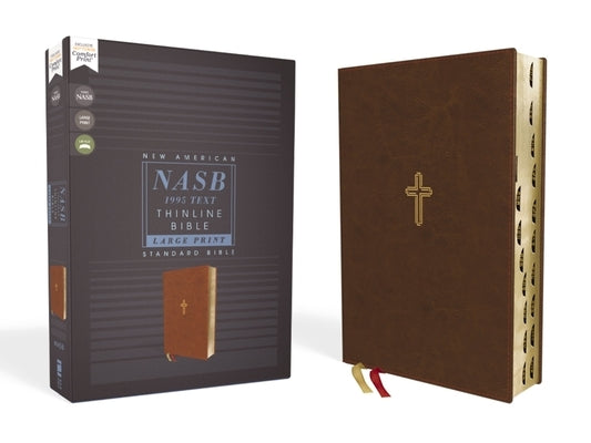 Nasb, Thinline Bible, Large Print, Leathersoft, Brown, Red Letter Edition, 1995 Text, Thumb Indexed, Comfort Print by Zondervan