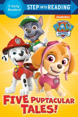 Paperback of Five Puptacular Tales! by Random House Books for Young Readers featuring colorful cover art with playful puppies.