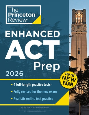 Paperback Princeton Review Enhanced ACT Prep book with practice tests, content review, and test-taking strategies.