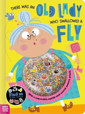 Colorful Make Believe Ideas board book titled "There Was an Old Lady Who Swallowed a Fly" with illustrated pages.