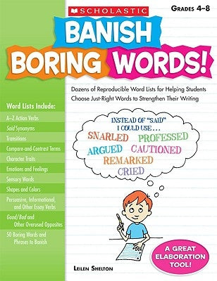 Paperback educational book by Scholastic Teaching Resources with reproducible word lists for grades 4-8 to improve student writing skills