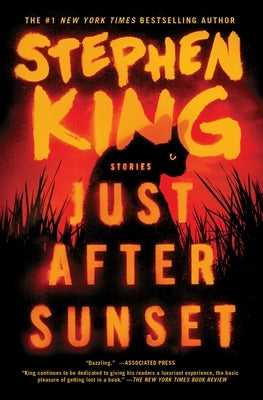 Paperback of "Just After Sunset: Stories" by Scribner Book Company featuring a cover with a sunset scene and story titles.