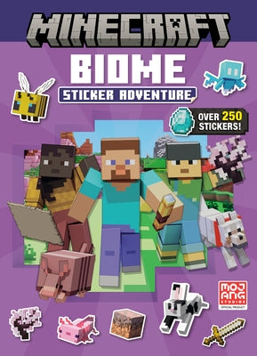 Minecraft Biome Adventures sticker book by Random House Books for Young Readers, featuring colorful illustrations and removable stickers.