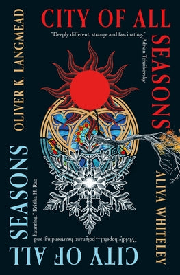 Paperback copy of City of All Seasons by Titan Books UK, featuring colorful cover art with cityscape imagery.