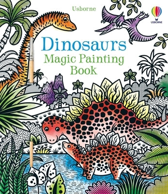 Usborne Dinosaurs Magic Painting Book in paperback with colorful dinosaur illustrations and magical painting pages for kids.