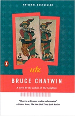 Paperback book by Penguin Books featuring the Utz title, with a white cover and colorful illustrations.