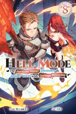 Paperback of Hell Mode, Vol. 8 by Jnc featuring a colorful cover with anime-style characters and gaming-themed artwork.