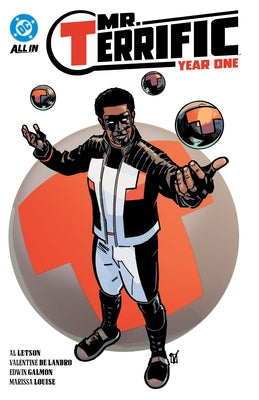 Cover of Mr. Terrific: Year One paperback comic book by DC Comics featuring the superhero Mr. Terrific in a dynamic pose.