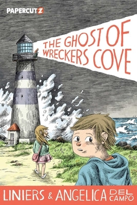 Paperback copy of "The Ghost of Wreckers Cove" by Papercutz, featuring spooky ghostly illustration on the cover.