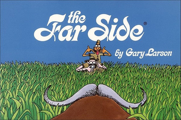 Paperback copy of The Far Side comic collection from Andrews McMeel Publishing, featuring humorous cartoon panels.