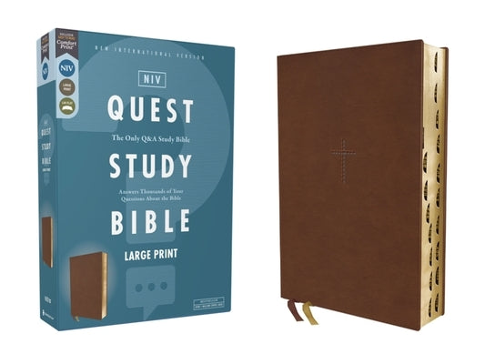 Niv, Quest Study Bible, Large Print, Leathersoft, Brown, Thumb Indexed, Comfort Print: The Only Q and A Study Bible Bible Zondervan