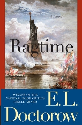 Paperback copy of Ragtime novel by Random House Trade, showing the front cover with colorful artwork and title text.