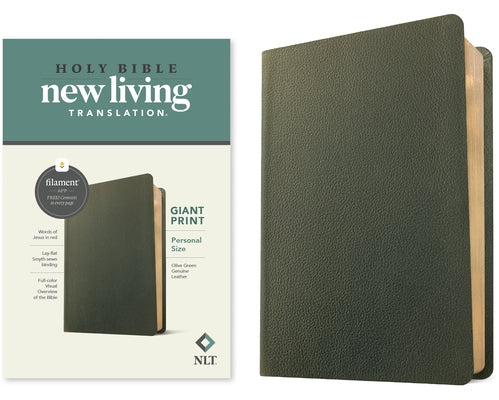 NLT Personal Size Giant Print Bible, Filament Enabled (Genuine Leather, Olive Green, Red Letter) by Tyndale