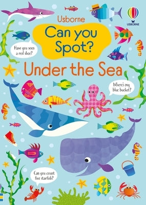 Paperback "Can You Spot? Under the Sea" by Usborne Books featuring colorful underwater scene for children.