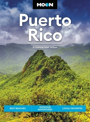Paperback travel guide for Moon Puerto Rico featuring best beaches, outdoor adventures, and local favorites in vibrant island scenes.