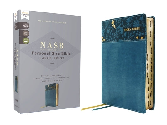 Nasb, Personal Size Bible, Large Print, Leathersoft, Teal, Red Letter, 1995 Text, Thumb Indexed, Comfort Print Bible Zondervan