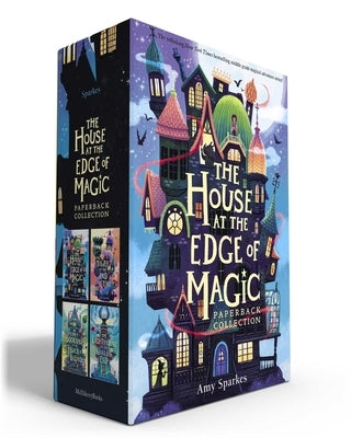 Boxed set of The House at the Edge of Magic paperback collection by Margaret K. McElderry Books, featuring three fantasy novels in colorful covers.