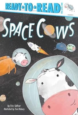 Paperback of "Space Cows: Ready-To-Read Pre-Level 1" by Simon Spotlight featuring colorful space-themed cow illustrations.