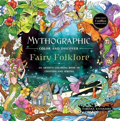 Paperback Mythographic Fairy Folklore coloring book by Castle Point Books featuring cryptids, sprites, and mythical fairy illustrations.