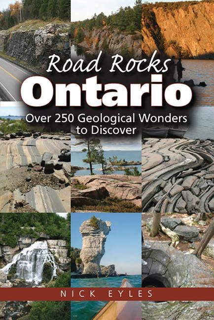 Paperback book titled "Road Rocks Ontario" by Fitzhenry & Whiteside displaying colorful geological illustrations on the cover.