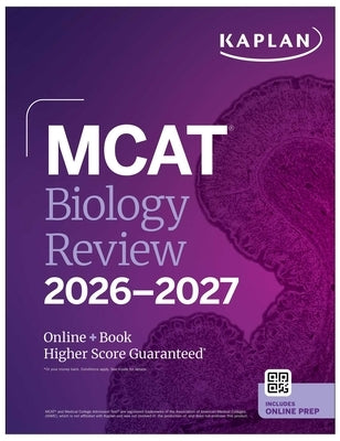 Kaplan Publishing MCAT Biology Review 2026-2027 paperback book cover with online access details.