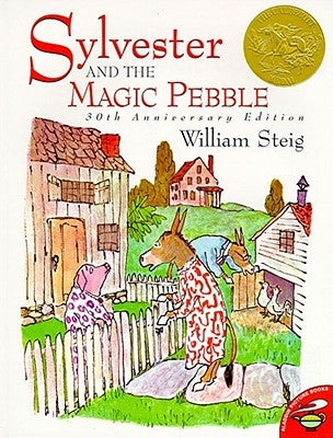 Paperback of Sylvester and the Magic Pebble by Aladdin Paperbacks featuring colorful cover art with a young boy holding a shiny magic pebble.