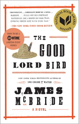 Paperback copy of "The Good Lord Bird" by Riverhead Books, featuring the book's front cover with title and author details.