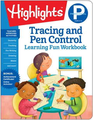 Highlights Learning preschool tracing and pen control paperback workbook with colorful pages for early handwriting practice.