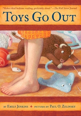 Paperback book cover for "Toys Go Out" by Yearling Books, featuring colorful illustrations of a stingray, buffalo, and plastic characters.