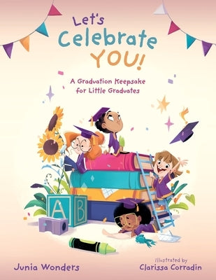Paperback graduation keepsake book titled "Let's Celebrate You!" by Gmuer Verlag, featuring colorful cover with celebratory design.