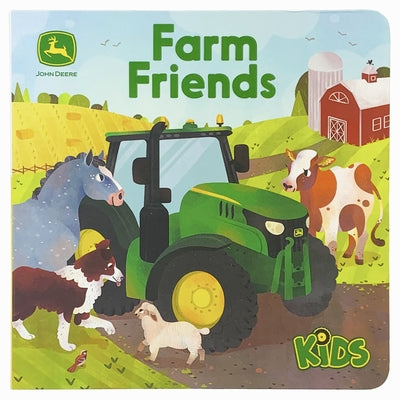 John Deere Kids Farm Friends board book by Cottage Door Press featuring colorful farm animal illustrations for children.