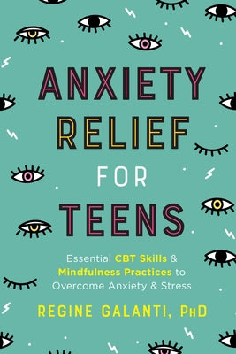 Paperback book titled "Anxiety Relief for Teens" by Zeitgeist Young Adult, featuring a colorful cover with calming graphics.