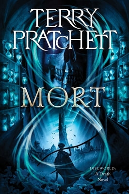 Paperback copy of "Mort: A Discworld Novel" by Harper Paperbacks, featuring the book cover with colorful artwork.
