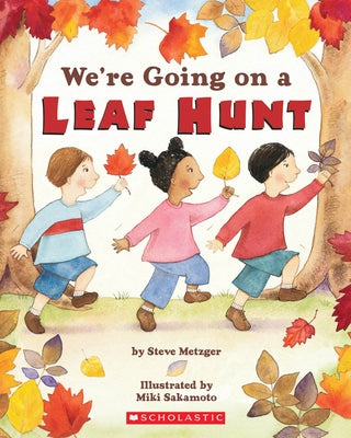 Paperback book titled "We're Going on a Leaf Hunt" from Cartwheel Books featuring colorful leaf illustrations on the cover.