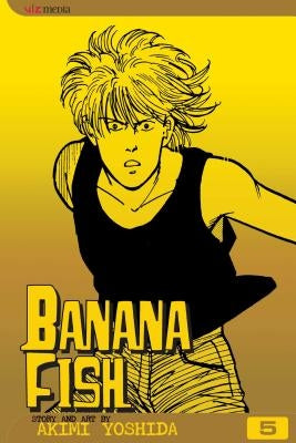 Paperback of Banana Fish, Vol. 5 manga by Viz Media featuring colorful cover art and Japanese text.