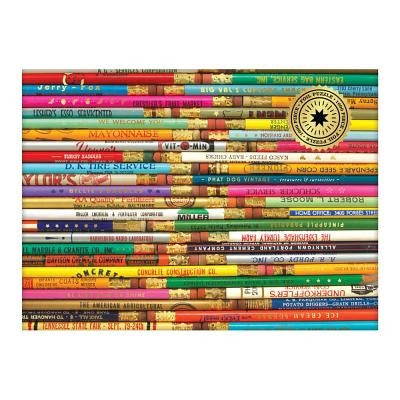 Phat Dog Vintage Pencils 1000 Piece Foil Stamped Puzzle Board Games Galison