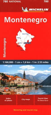 Montenegro Motoring and Tourist Map No 780 Folded Michelin Travel Publications