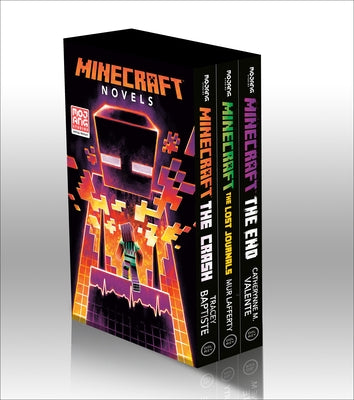 Set of three Minecraft novels in paperback, including The Crash, The Lost Journals, and The End, published by Random House Worlds.