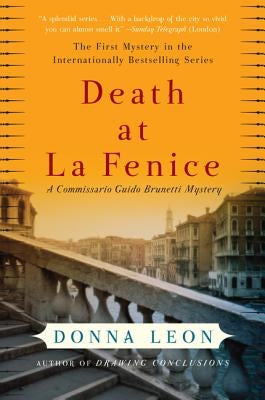 Paperback of "Death at La Fenice" by Harper Perennial featuring a cover with elegant artwork and the book title.