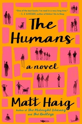 Paperback of The Humans by Simon & Schuster featuring a close-up of the book cover with abstract artwork.