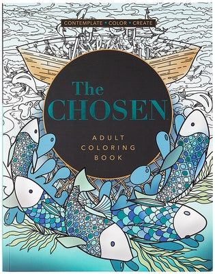Adult coloring book titled "The Chosen" Season One by Broadstreet Publishing, featuring intricate black and white illustrations on a paperback cover.