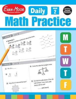 Paperback Daily Math Practice Grade 2 Teacher Edition by Evan-Moor Educational Publishers, featuring math exercises and teacher resources.
