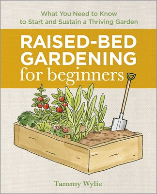 Paperback book titled "Raised-Bed Gardening for Beginners" by Callisto, with cover image showing gardening tools and raised beds.
