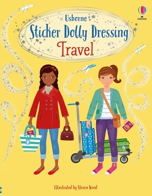 Paperback Sticker Dolly Dressing Travel book by Usborne Books featuring colorful stickers and fashion activities for kids.